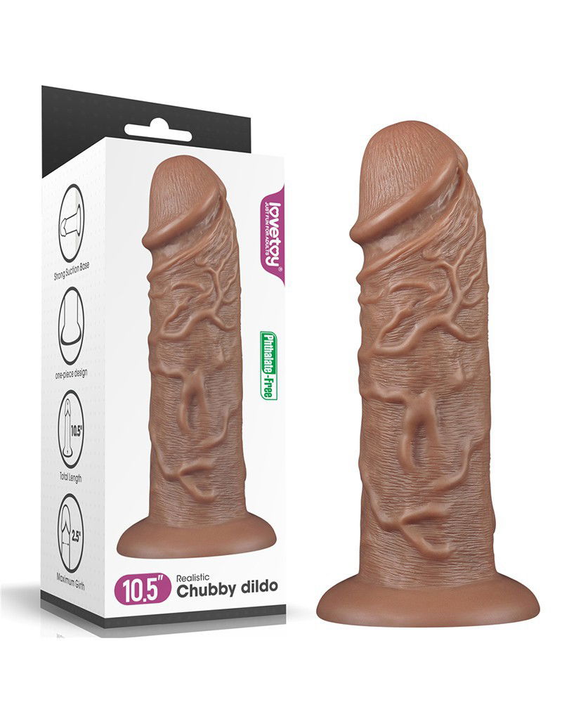 LoveToy - Realistic Chubby Dildo 27 cm - Bruin