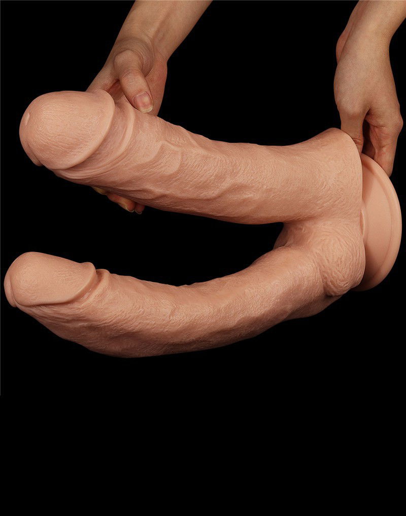 LoveToy - Realistic Mega Double Dildo 30 cm - Nude - Afbeelding 2