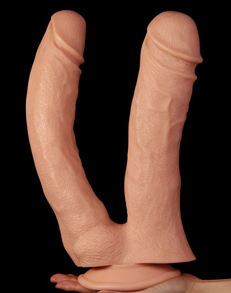 LoveToy - Realistic Mega Double Dildo 30 cm - Nude - Afbeelding 10