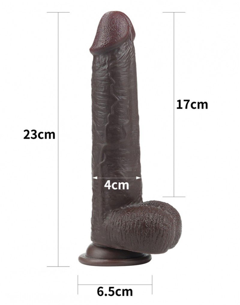 LoveToy - Sliding Skin Dildo 23 cm - Zwart - Afbeelding 4