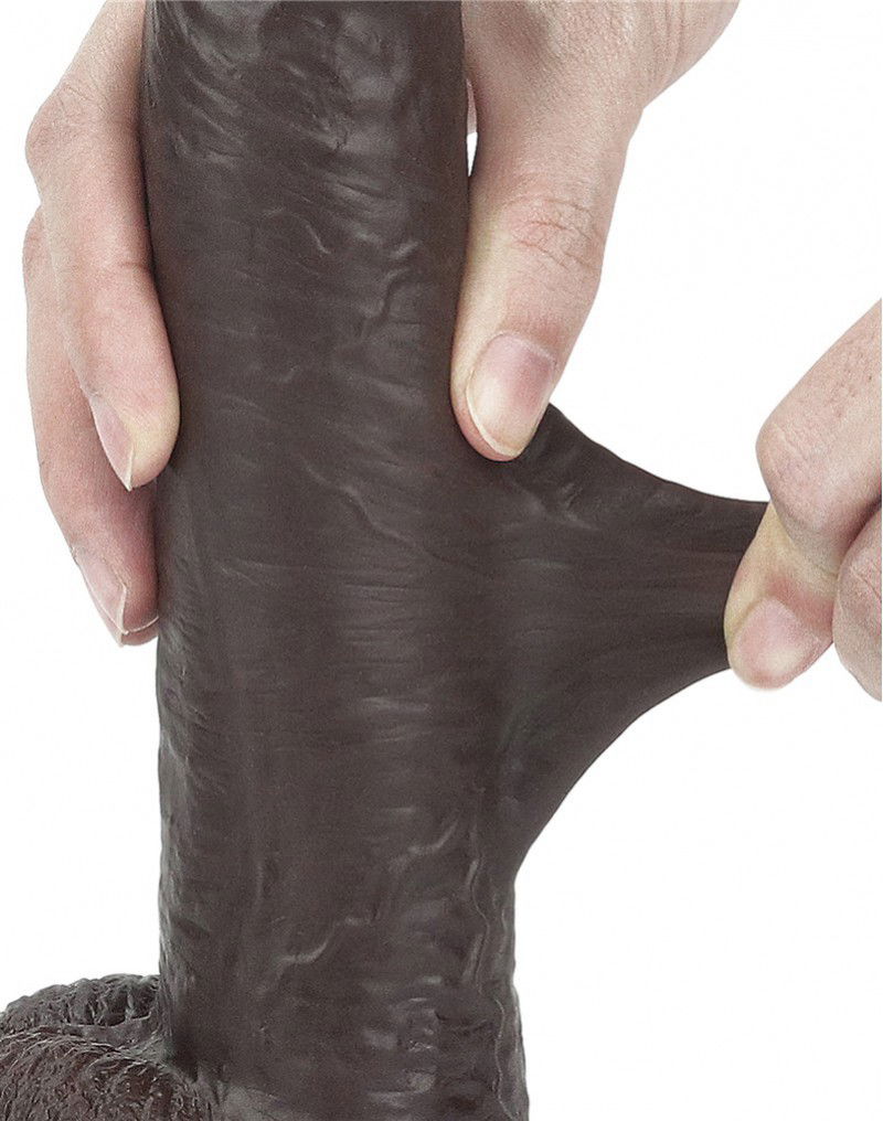 LoveToy - Sliding Skin Dildo 23 cm - Zwart - Afbeelding 13