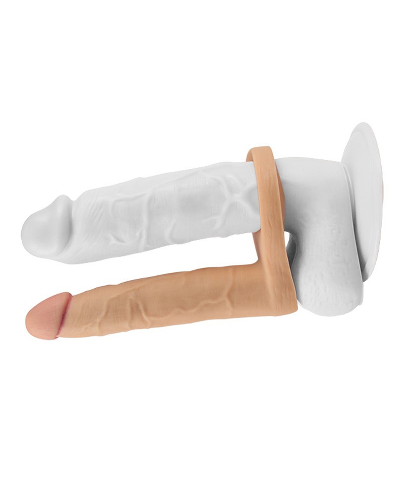 LoveToy - The Ultra Soft Double Vibrerende Dildo 16 cm - Nude - Afbeelding 2