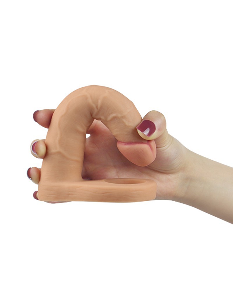 LoveToy - The Ultra Soft Double Vibrerende Dildo 16 cm - Nude - Afbeelding 3