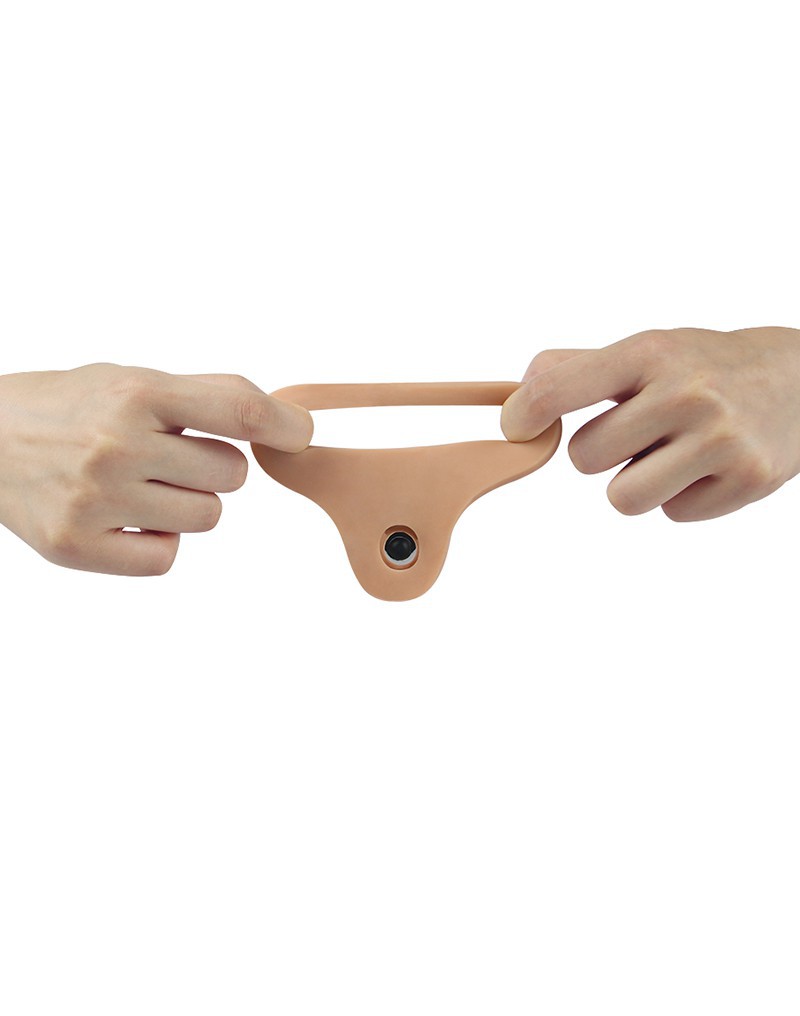 LoveToy - The Ultra Soft Double Vibrerende Dildo 16 cm - Nude - Afbeelding 5