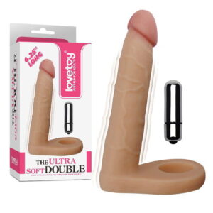 LoveToy – The Ultra Soft Double Vibrerende Dildo 16 cm – Nude