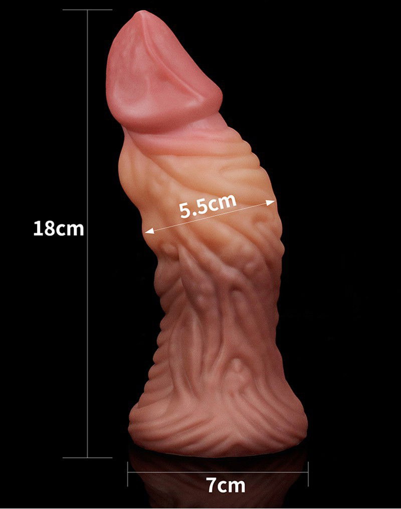 LoveToy - Dildo met Aderen 18 cm - Nude/Bruin - Afbeelding 2