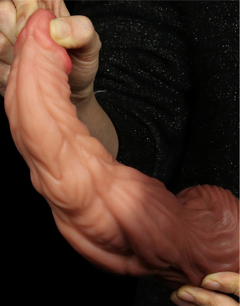 LoveToy - Dildo met Aderen 24.5 cm - Nude/Bruin - Afbeelding 8