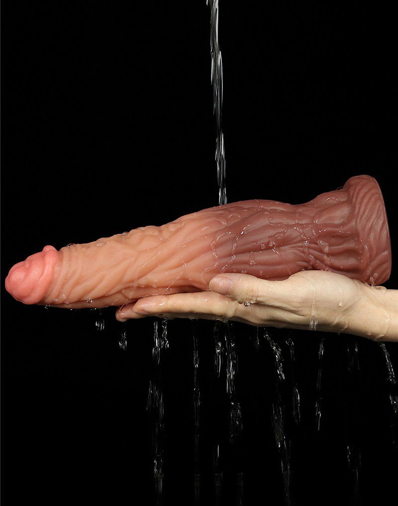 LoveToy - Dildo met Aderen 24.5 cm - Nude/Bruin - Afbeelding 9