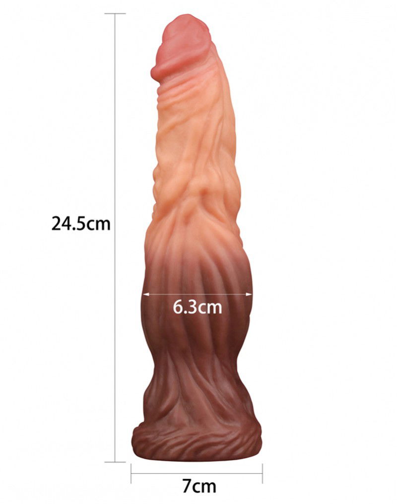 LoveToy - Dildo met Aderen 24.5 cm - Nude/Bruin - Afbeelding 2