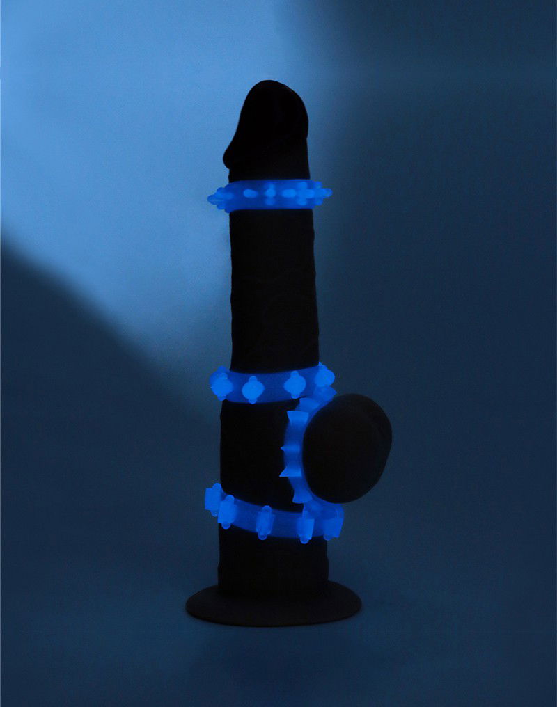 LoveToy Lumino Play 4 Cock Ring Glow in the Dark - Afbeelding 5