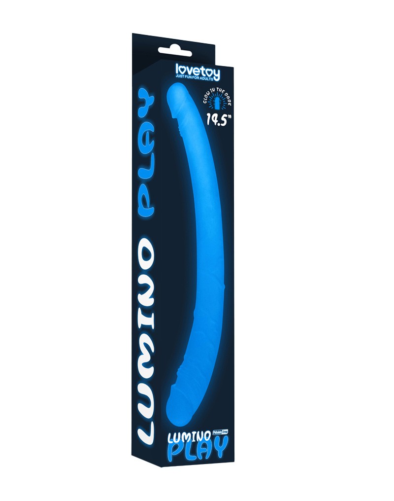 LoveToy Lumino Play Dubbele Dildo 37 cm Glow in the Dark - Afbeelding 2