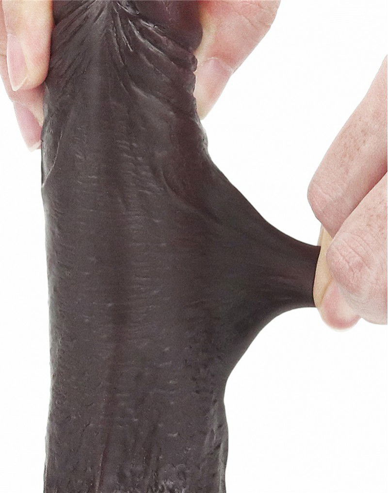LoveToy - Sliding Skin Dildo 17.5 cm - Zwart - Afbeelding 14