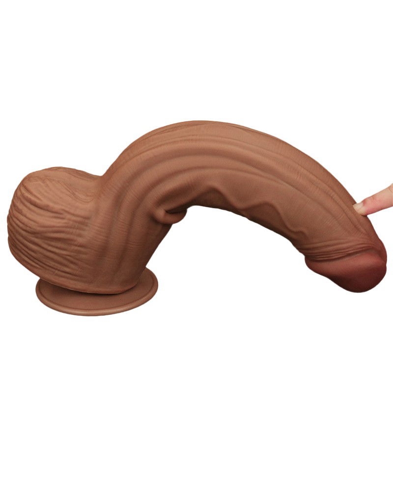 LoveToy - Sliding Skin Dildo 31 cm - Bruin - Afbeelding 9