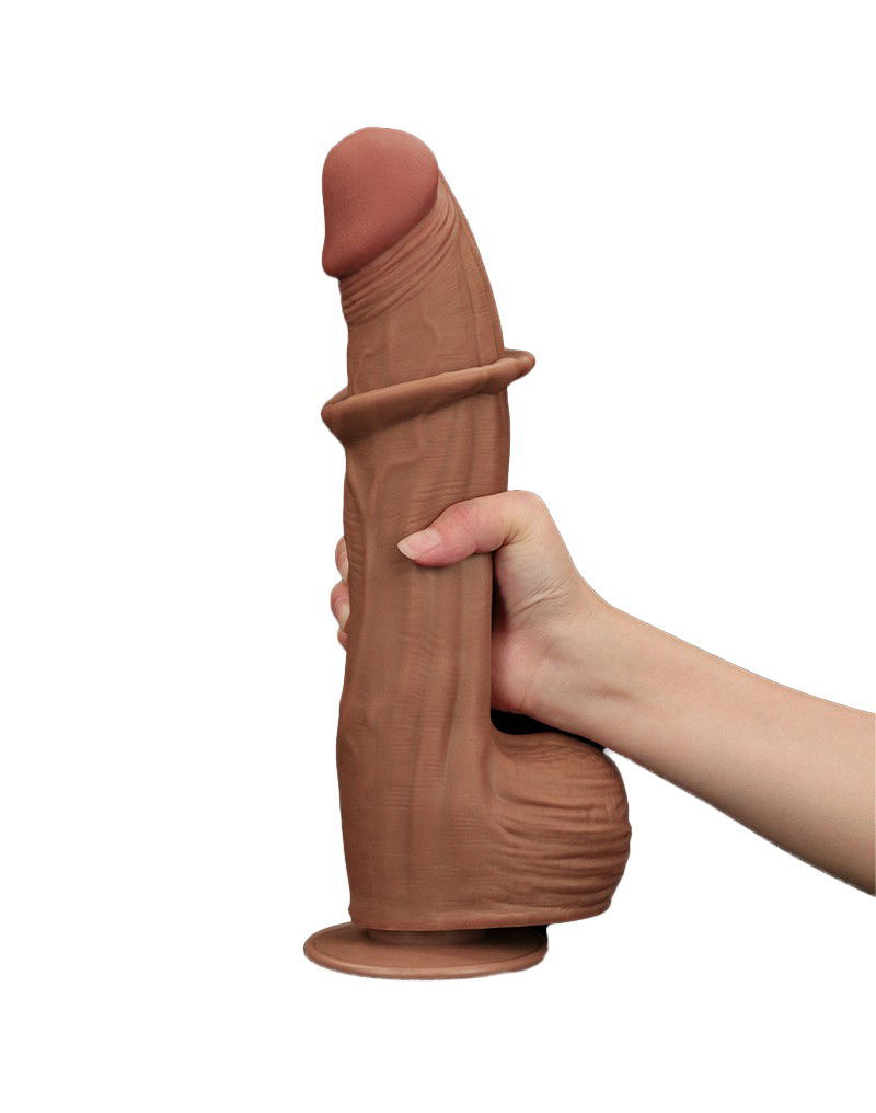 LoveToy - Sliding Skin Dildo 31 cm - Bruin - Afbeelding 10