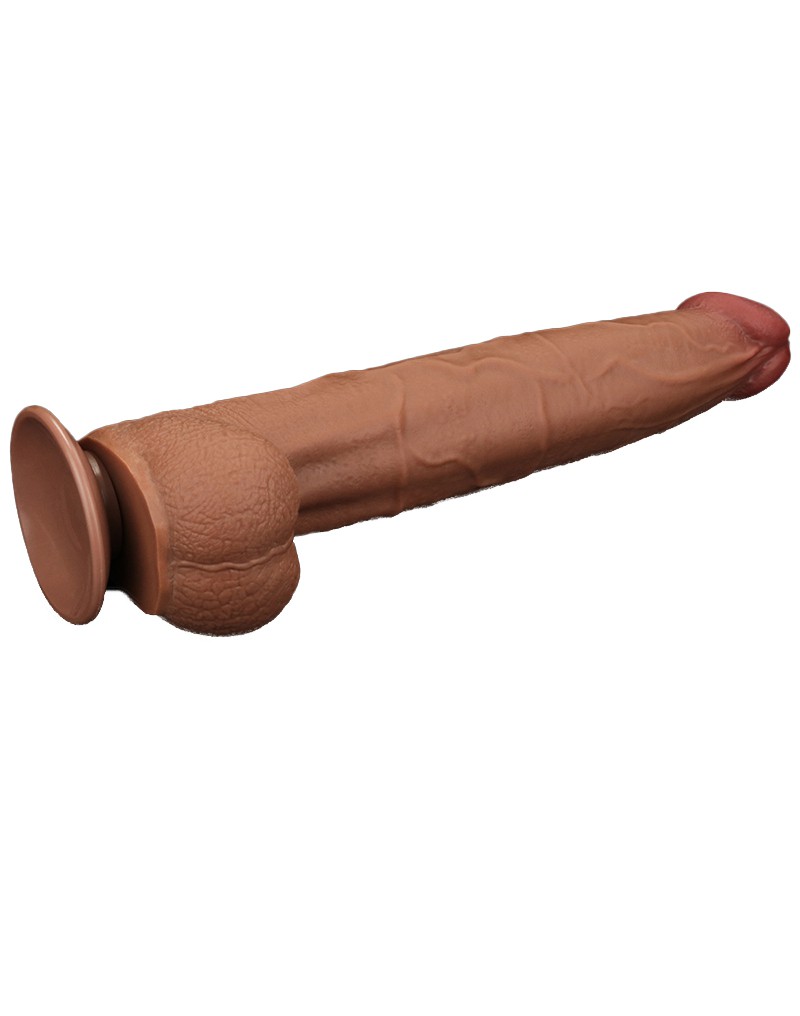 LoveToy - Sliding Skin Dildo 34 cm - Brown - Afbeelding 5