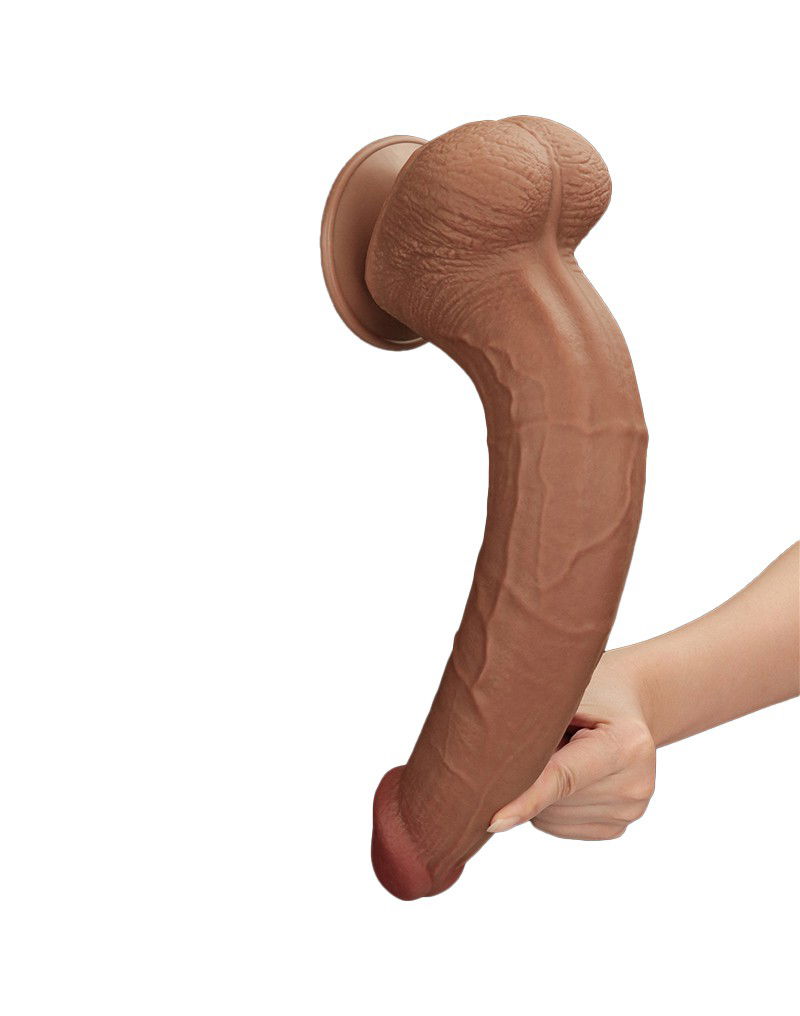 LoveToy - Sliding Skin Dildo 34 cm - Brown - Afbeelding 13