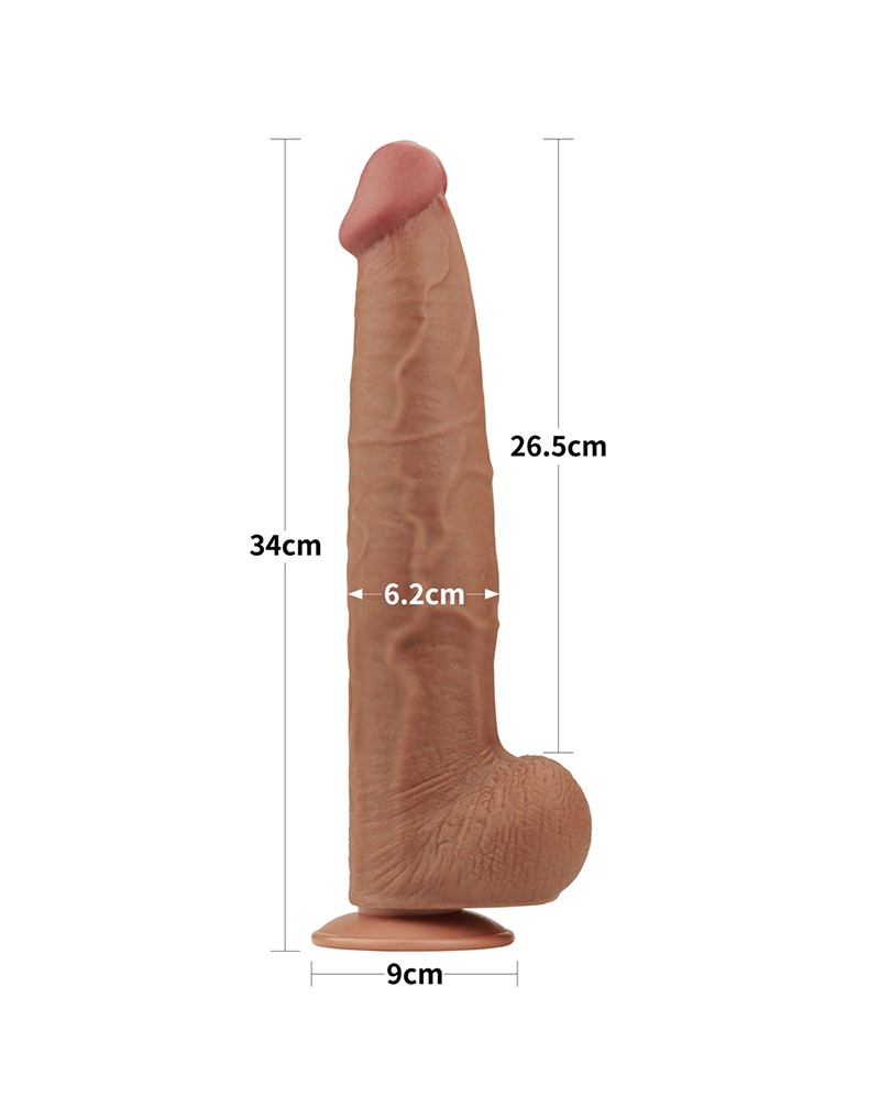 LoveToy - Sliding Skin Dildo 34 cm - Brown - Afbeelding 3