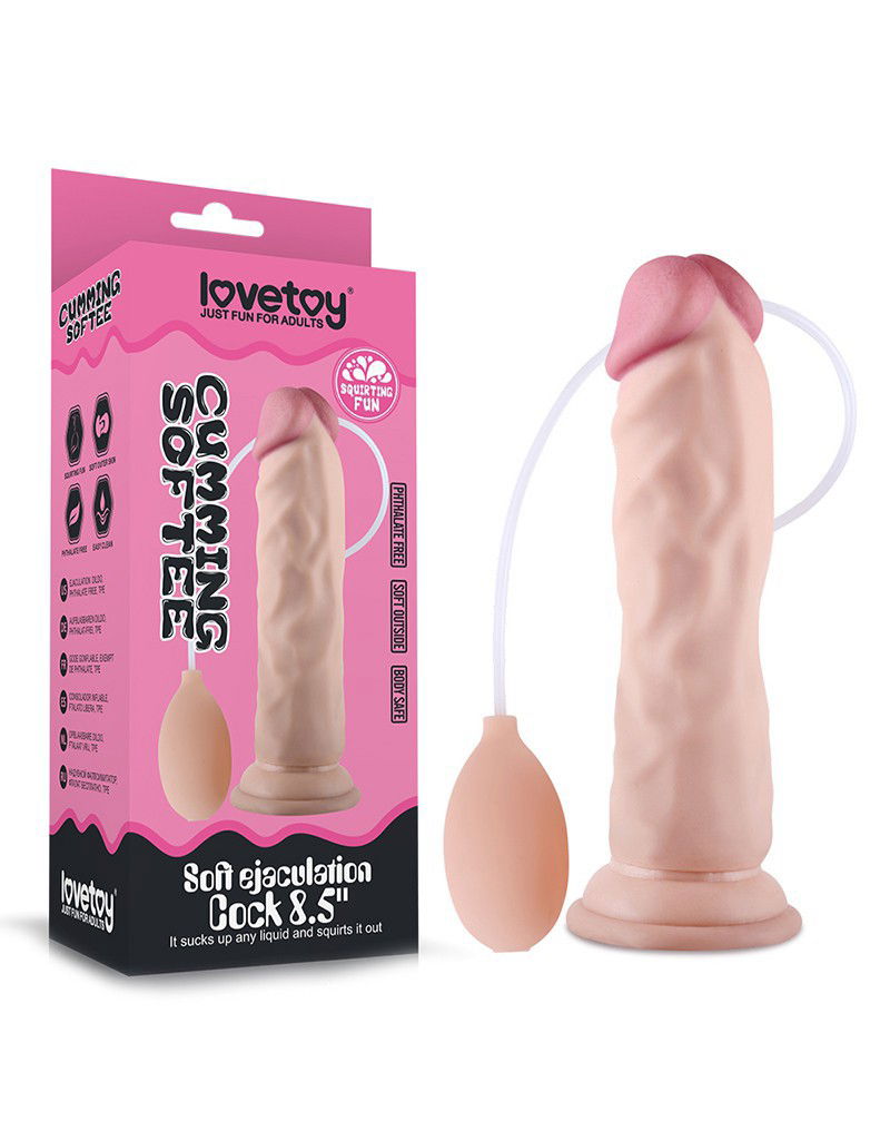 LoveToy - Soft Ejaculation Cock 21 cm - Squirting Dildo - Nude