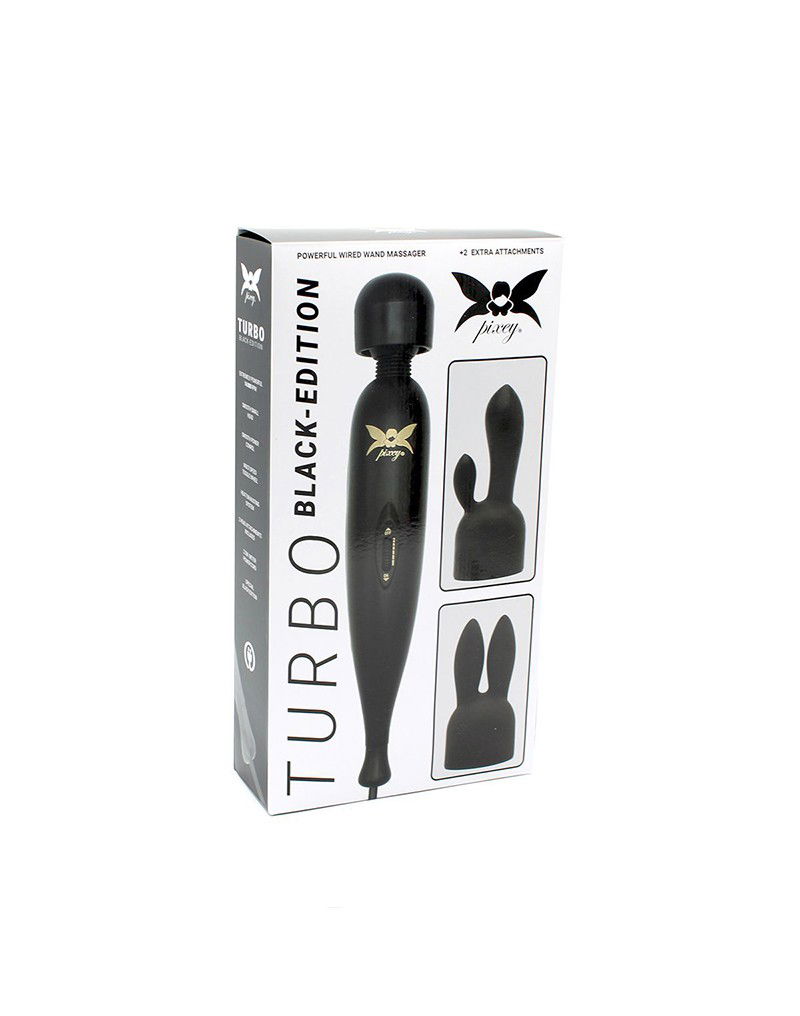 Pixey - Pixey Turbo - Wand Vibrator met 2 Opzetstukken - Zwart - Afbeelding 2