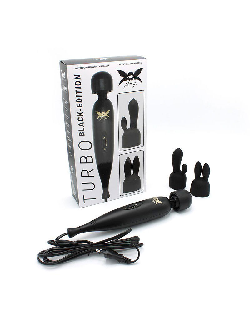 Pixey - Pixey Turbo - Wand Vibrator met 2 Opzetstukken - Zwart - Afbeelding 18