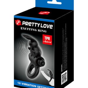 Pretty Love – Exciting Ring – Vibrerende Cockring – Zwart