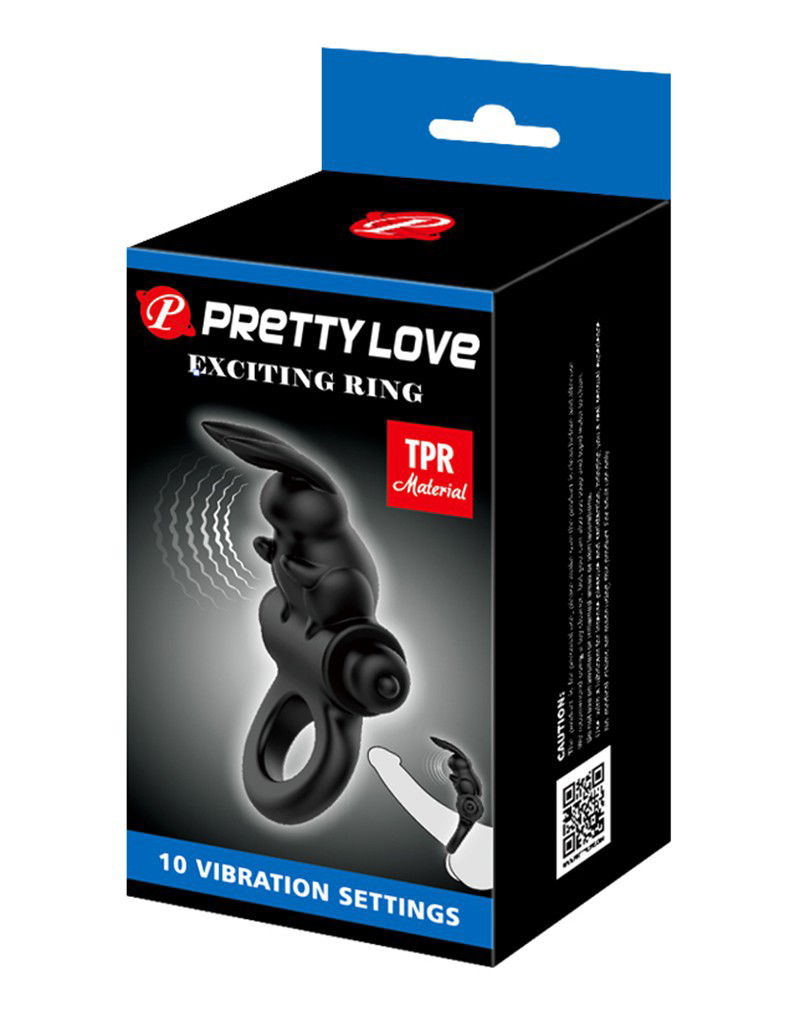 Pretty Love - Exciting Ring - Vibrerende Cockring - Zwart - Afbeelding 2