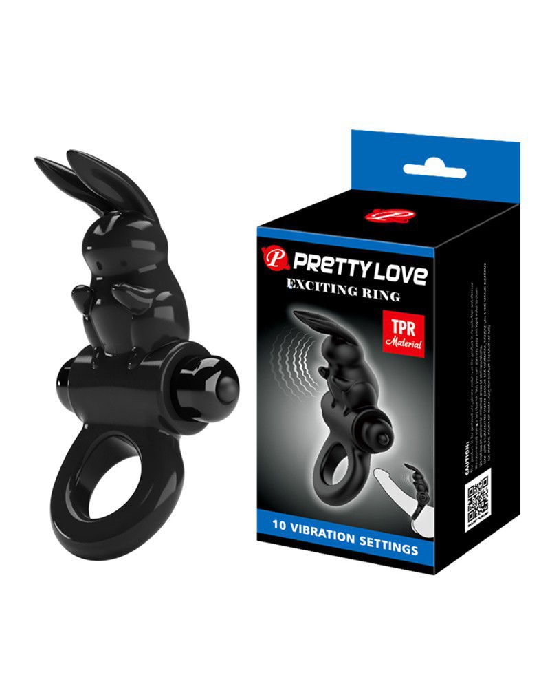 Pretty Love - Exciting Ring - Vibrerende Cockring - Zwart - Afbeelding 10