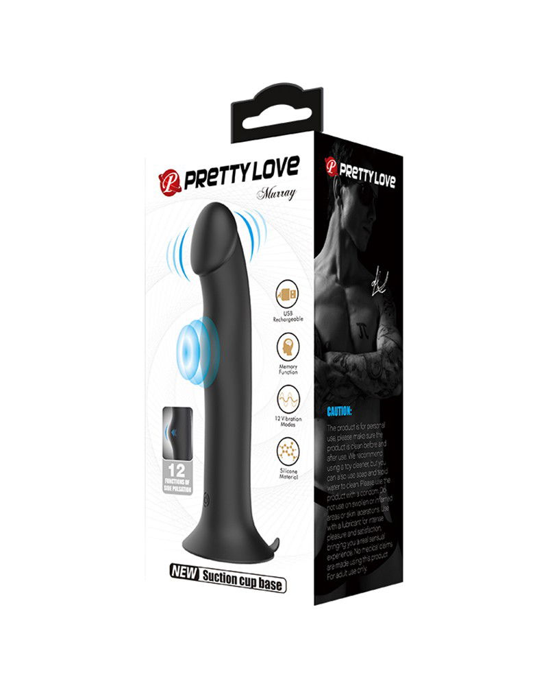 Pretty Love - Murray - Vibrerende Dildo 19 cm - Zwart - Afbeelding 2