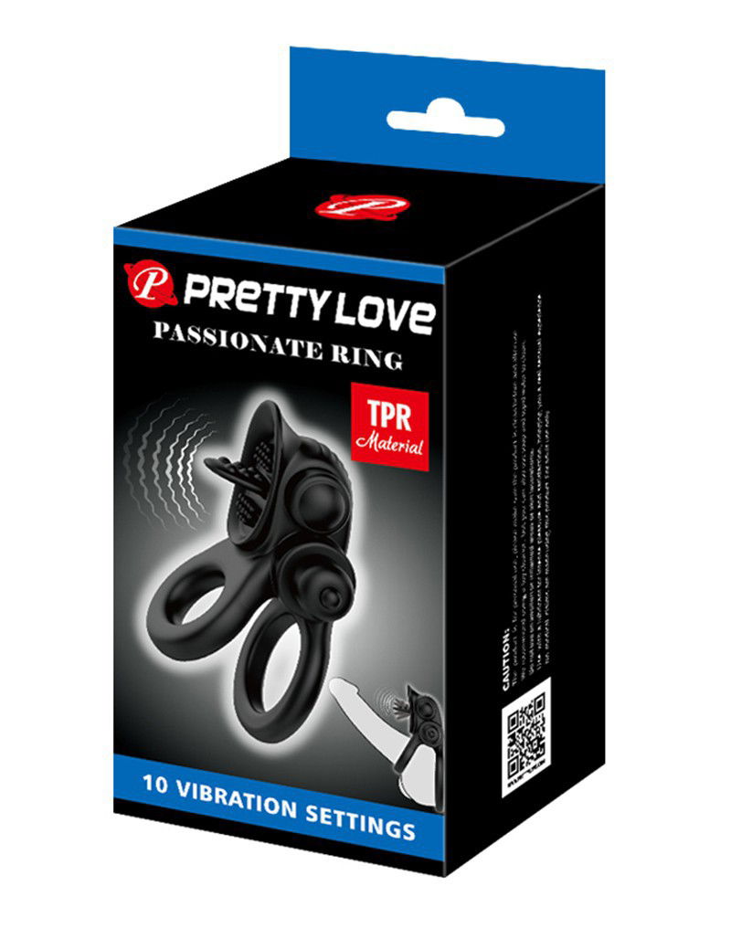 Pretty Love - Passionate Ring - Vibrerende Cockring - Zwart - Afbeelding 2