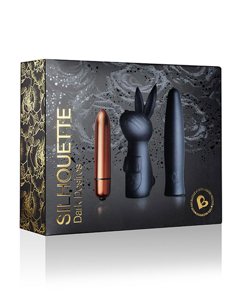 Rocks-Off - Dark Desires Kit - Bullet Vibrator met sleeves - Zwart / Goud - Afbeelding 2