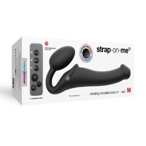 Strap-On-Me – Buigbare Strap-On Vibrator met Afstandsbediening Maat M – Zwart
