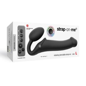 Strap-On-Me – Buigbare Strap-On Vibrator met Afstandsbediening Maat L – Zwart