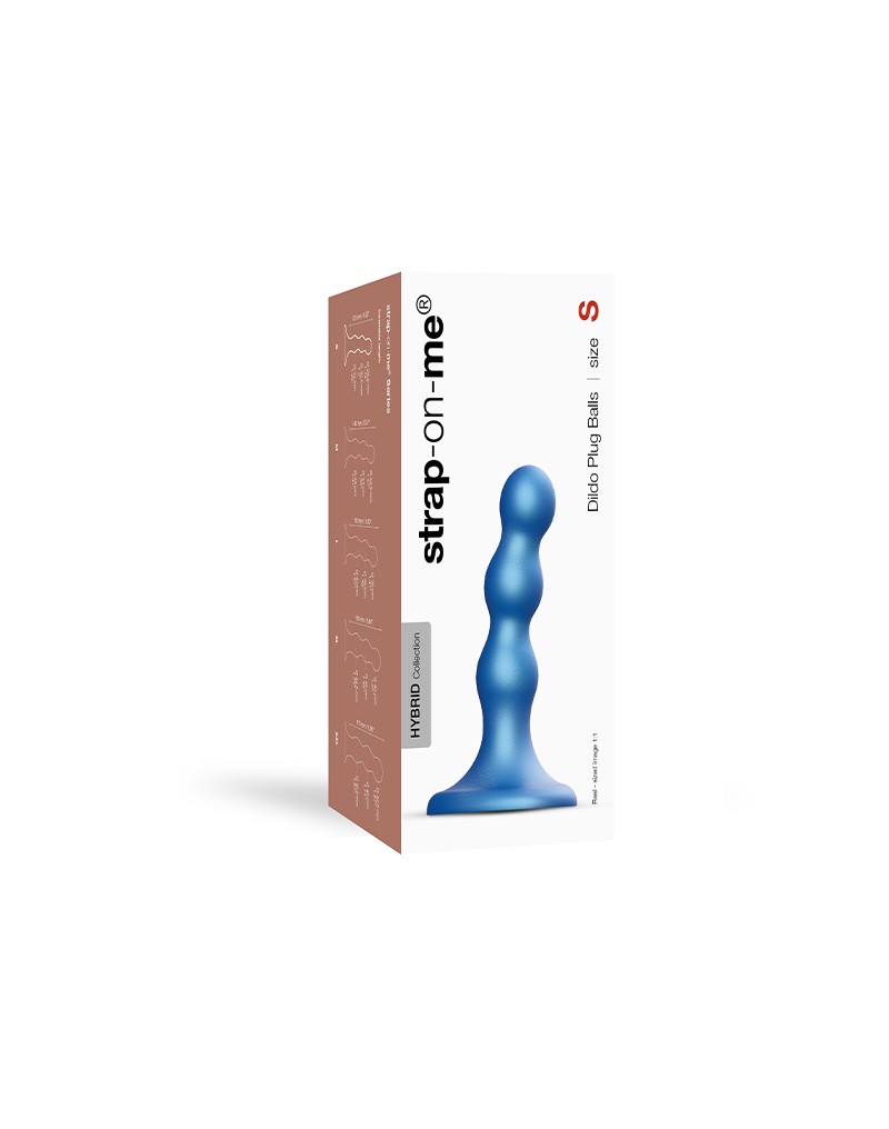 Strap-On-Me - Dildo Plug Balls Maat S - Metallic Blauw - Afbeelding 2