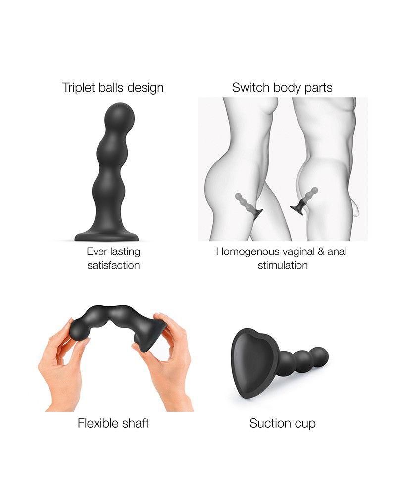 Strap-On-Me - Dildo Plug Balls Maat XXL - Zwart - Afbeelding 3