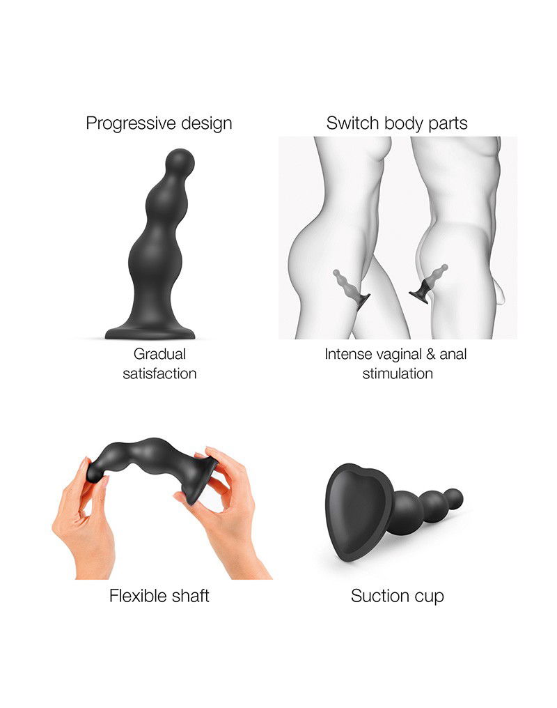 Strap-On-Me - Dildo Plug Beads Maat L - Zwart - Afbeelding 3