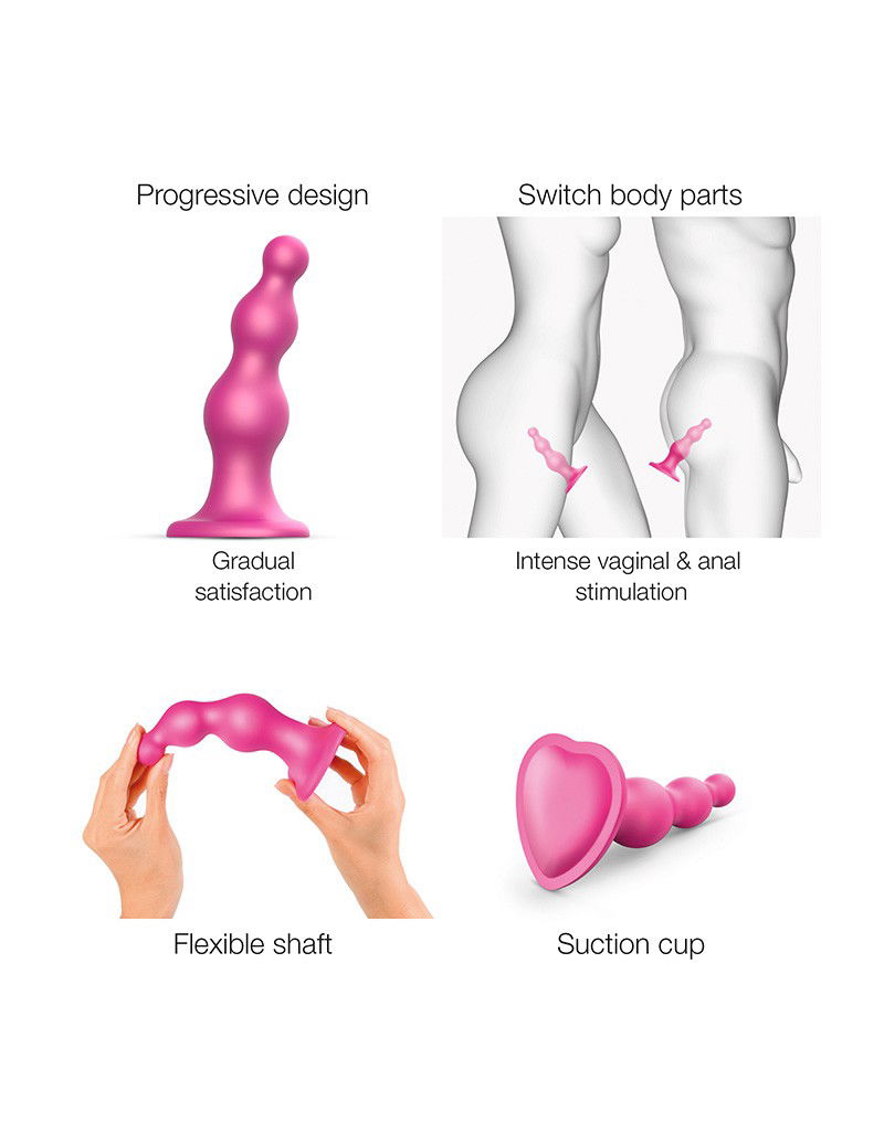 Strap-On-Me - Dildo Plug Beads Maat S - Metallic Roze - Afbeelding 3