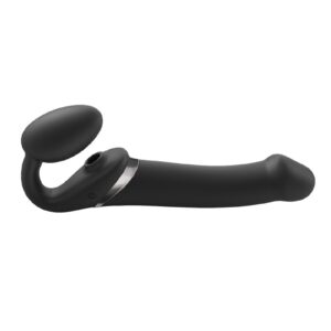 Strap-On-Me – Multi Orgasm – Strap-On Vibrator met Lik Stimulator Maat L – Zwart