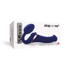 Strap-On-Me – Multi Orgasm – Strap-On Vibrator met Lik Stimulator Maat M – Blauw