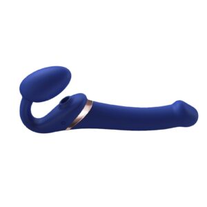 Strap-On-Me – Multi Orgasm – Strap-On Vibrator met Lik Stimulator Maat M – Blauw