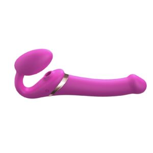 Strap-On-Me – Multi Orgasm – Strap-On Vibrator met Lik Stimulator Maat M – Roze