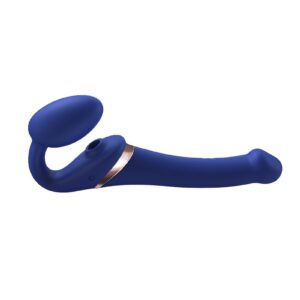 Strap-On-Me – Multi Orgasm – Strap-On Vibrator met Lik Stimulator Maat S – Blauw