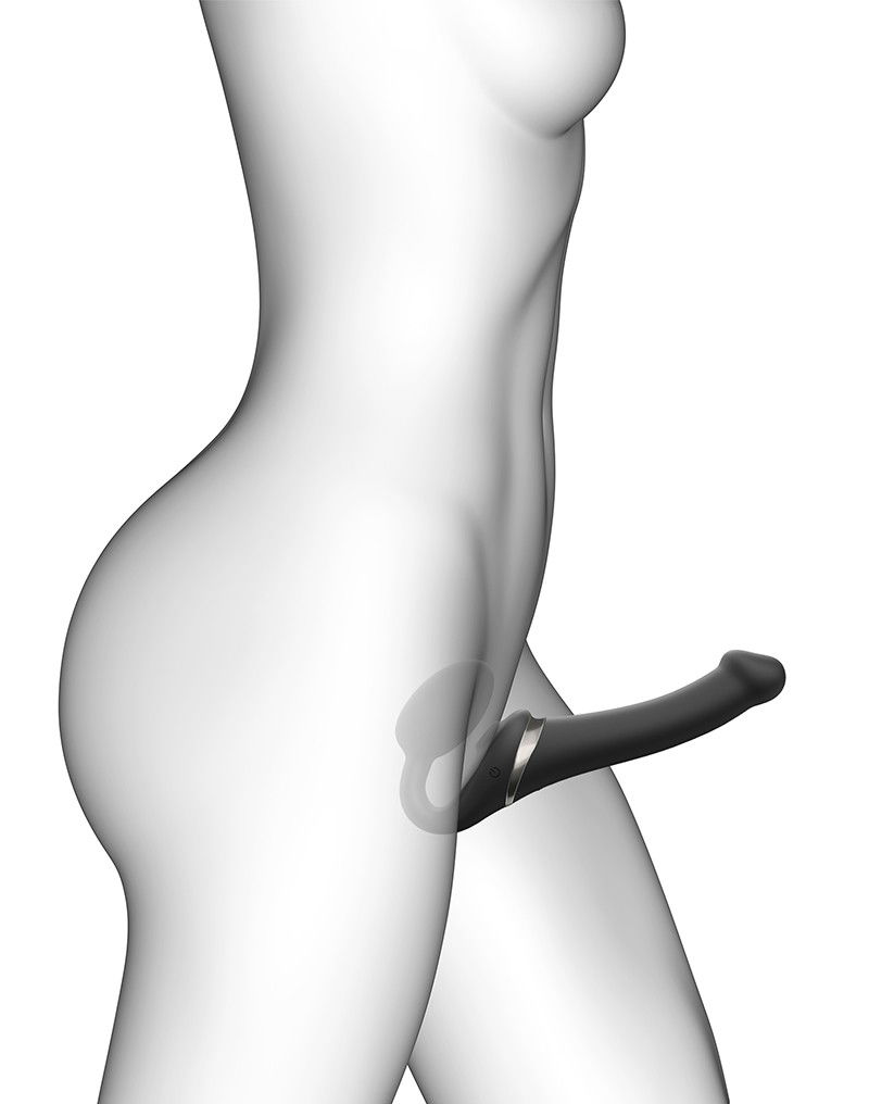 Strap-On-Me - Multi Orgasm - Strap-On Vibrator met Lik Stimulator Maat XL - Zwart - Afbeelding 9