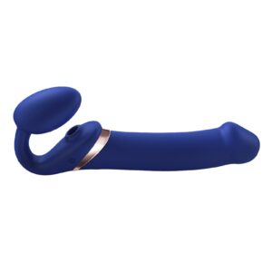 Strap-On-Me – Multi Orgasm – Strap-On Vibrator met Lik Stimulator Maat XL – Blauw