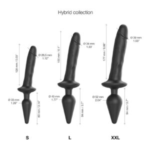 Strap-On-Me – Realistische Switch Plug-In – 2-in-1 Dildo & Butt Plug Maat XXL – Zwart