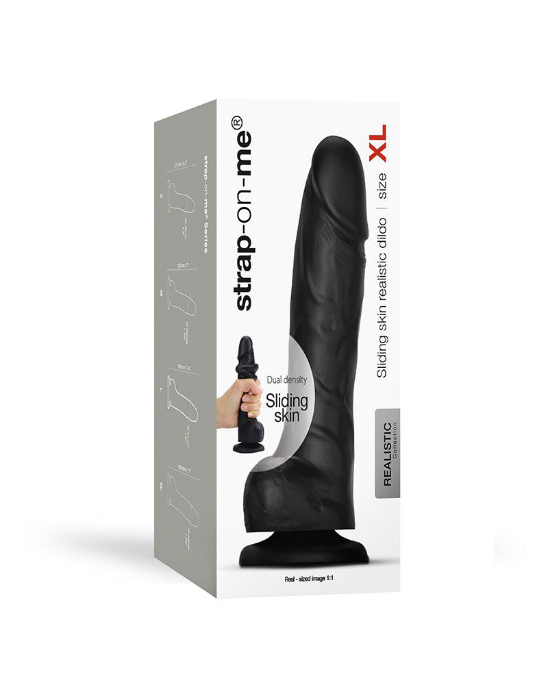 Strap-On-Me - Sliding Skin Realistic Dildo Maat XL - Zwart - Afbeelding 2