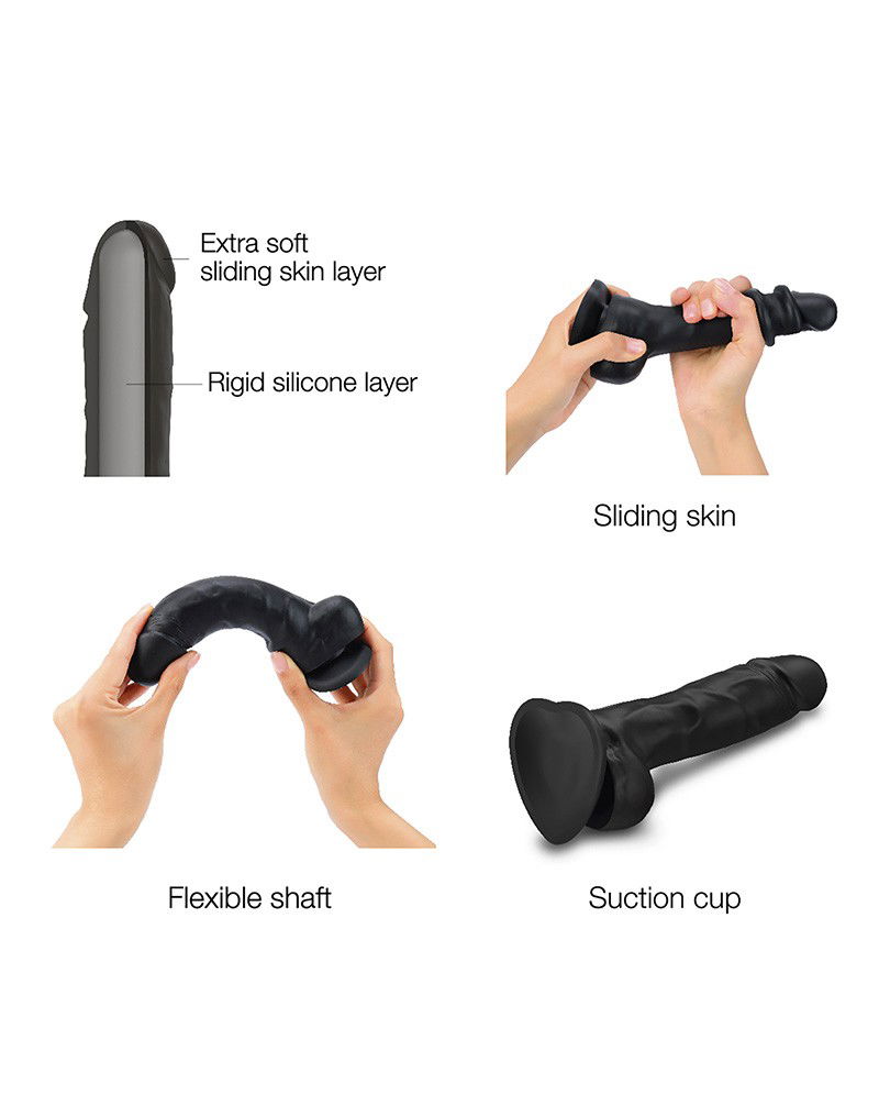 Strap-On-Me - Sliding Skin Realistic Dildo Maat XL - Zwart - Afbeelding 4