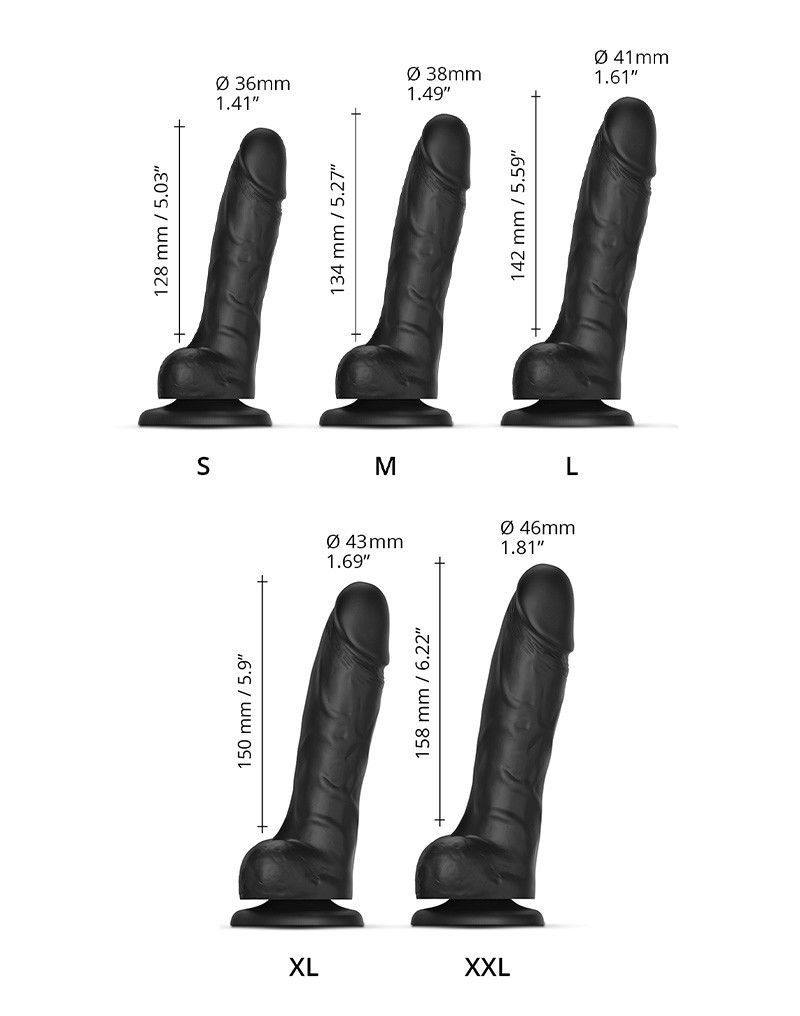 Strap-On-Me - Sliding Skin Realistic Dildo Maat XL - Zwart - Afbeelding 3
