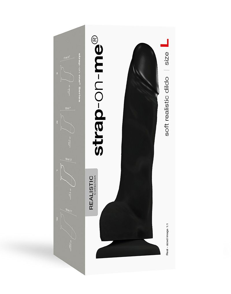 Strap-On-Me Soft Realistic Dildo Black Size L - Afbeelding 2