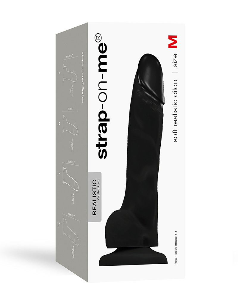 Strap-On-Me Soft Realistic Dildo Black Size M - Afbeelding 2