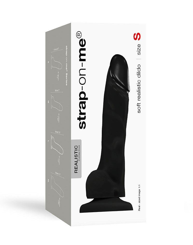 Strap-On-Me Soft Realistic Dildo Black Size S - Afbeelding 2